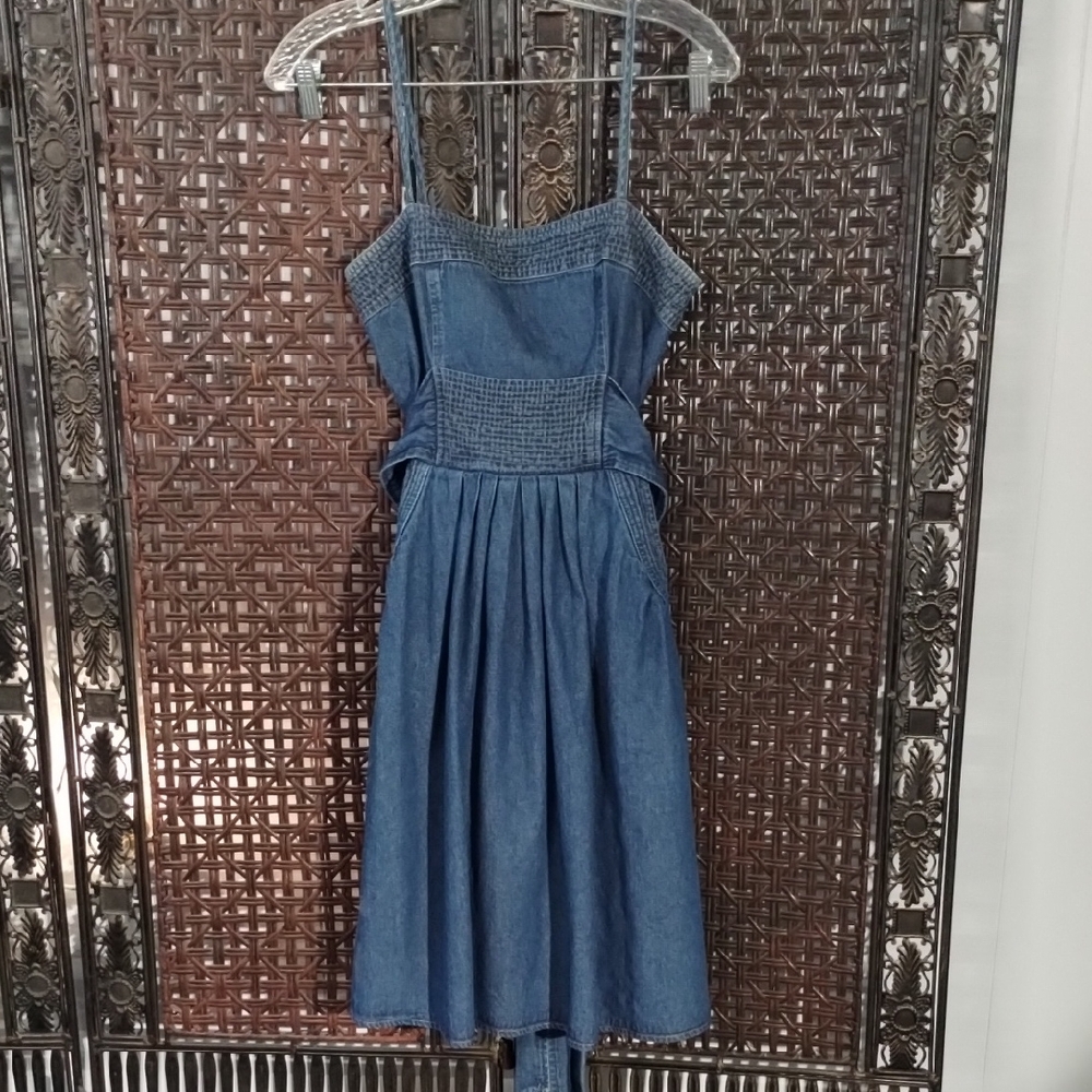 J*F*W WESTERN Sixe 7/8 Jumper Denim Pockets Bow Gathers